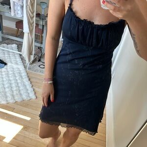 Vintage LZ Byer Blue Slip Dress with ruffle- Size Large